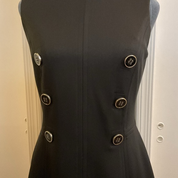 🔷 Tommy Hilfiger Women's Black Sleeveless Button Front A-Line Scuba Dress - Picture 4 of 6